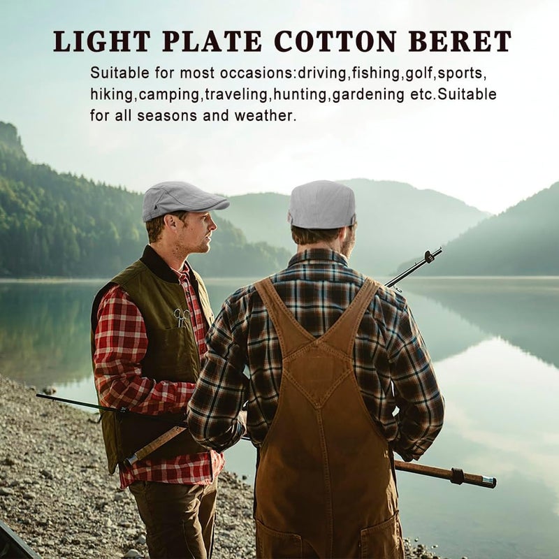 Xinveen Newsboy Hats for Men Flat Cap Cotton Adjustable Breathable Irish Cabbie Ivy Driving Hunting Hat - Image 4